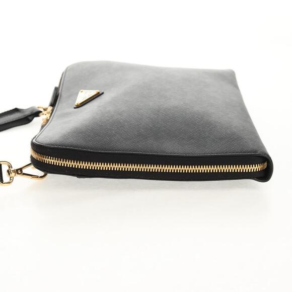 PRADA Shoulder Bag Safiano leather Black Gold Auth am10022V - Picture 3 of 16